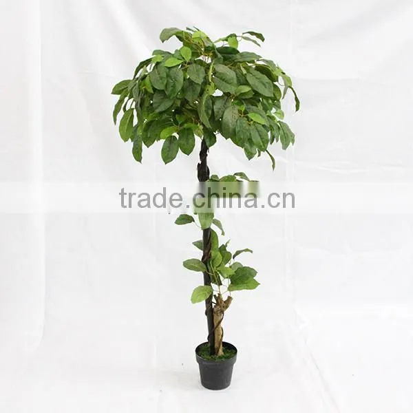 indoor artificial big leaves plant trees wooden trunk for decoration