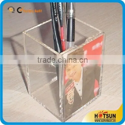 acrylic tabletop pen holder with patten for business gift
