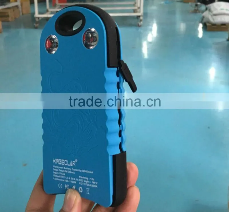 Hot selling LED light 10000mah solar power bank solar charger portable