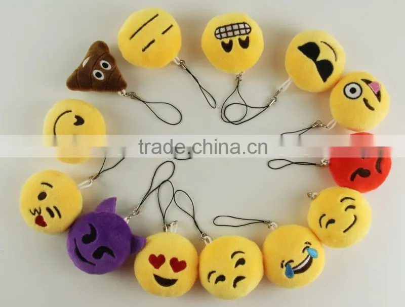 2015 Hotting sale lovely plush emoji keychain, smile emoji face keychain as gift