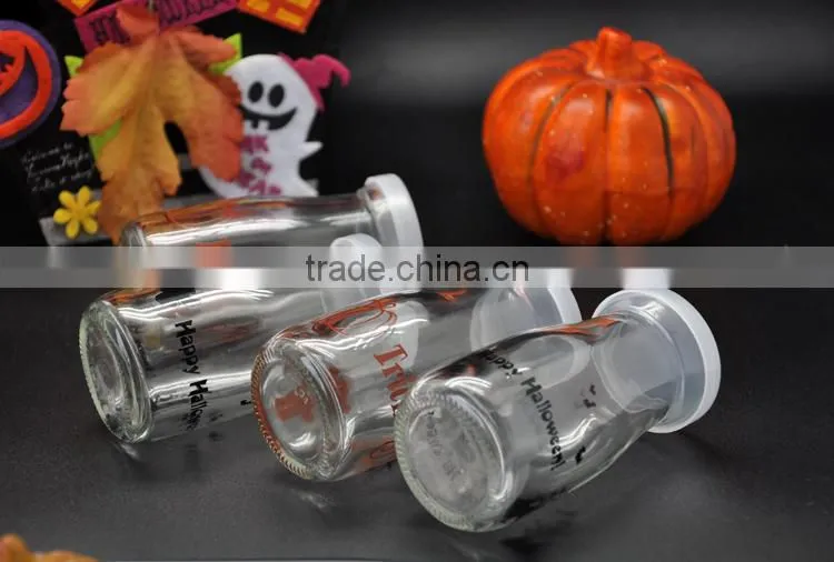 CD-601-035H 100ml clear glass long Pudding bottle pudding jar with lids for halloween