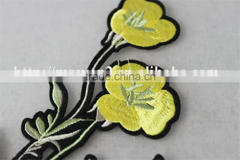 beautiful yellow flower patches customized embroidery patch products for sale