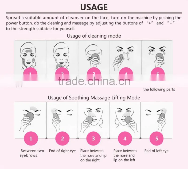 new skinyang Silicone facial cleanser brush, Face cleaning brush, Ultrasonic silicone facial massager