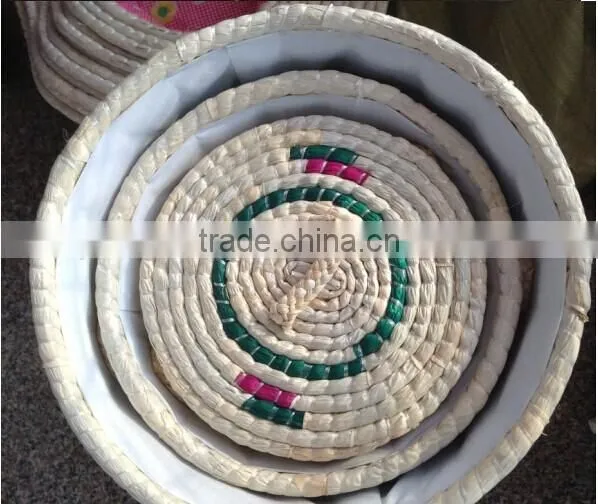 joya handmade natural corn husk table insulated food basket with lip