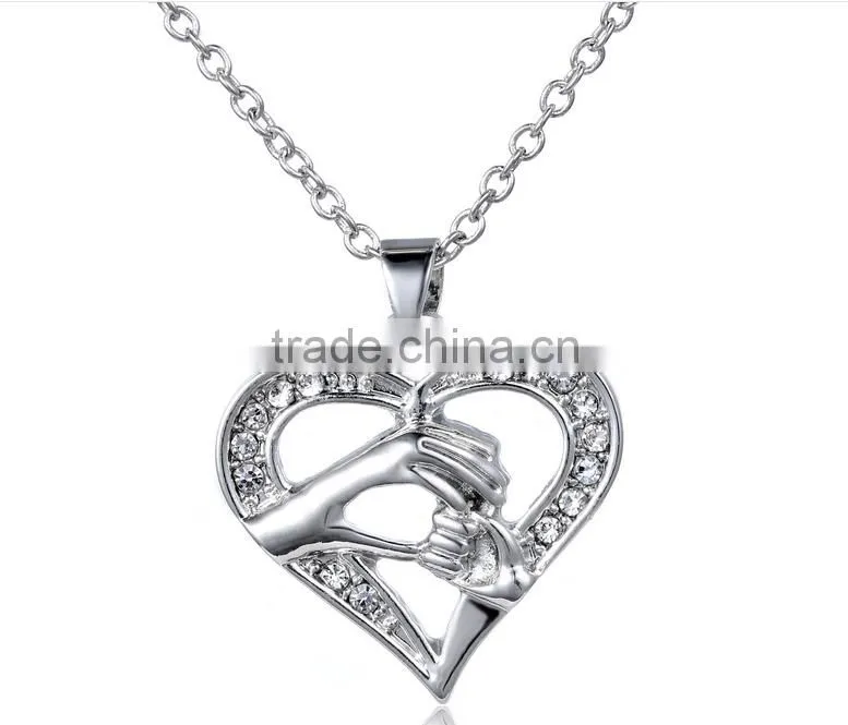 Wholesale Cheap Heart Disc Necklace for Mother's Day/Golden color Mothers day necklace