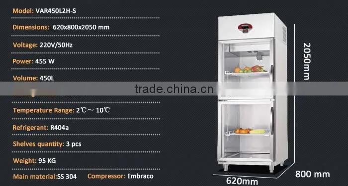 Upright Stainless Steel 2 Doors Beverage Cooler/Retail Beverage Cooler/Commercial Beverage Cooler