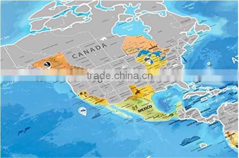 Detailed World Map with Scratch off Stickers Large Size and Tube Packaging AMA-08