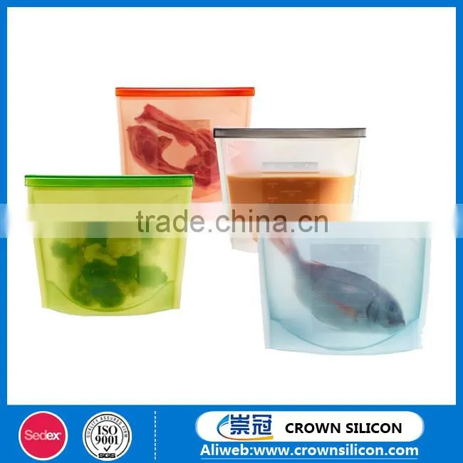 Food Grade Silicone Vacuum seal food bags,resealable vacuum silicone food storage bag