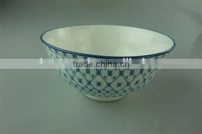 16cm regular design decal porcelain fresh bowl noodle bowl with plastic cover/lid in stock