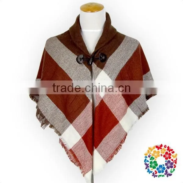 Wholesale Blanket Scarf Check Print Shawl Warm Cotton Cape Shawl