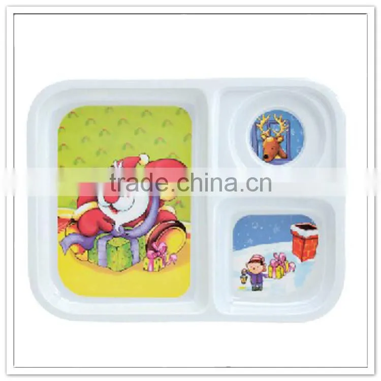 Christmas new design dishes & plates compartment tableware with cup holder