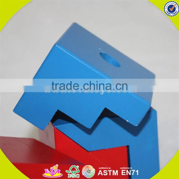 wholesale hot colorful baby wooden stacking blocks toy new fashion kids wooden stacking blocks game toy W13E070