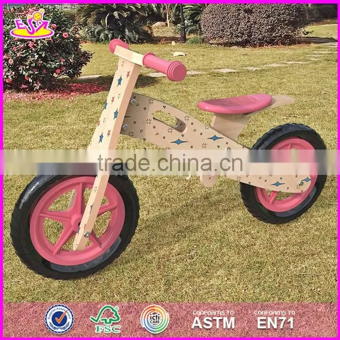 2017 Best design original work lovely wooden balance bicycles for kids W16C177