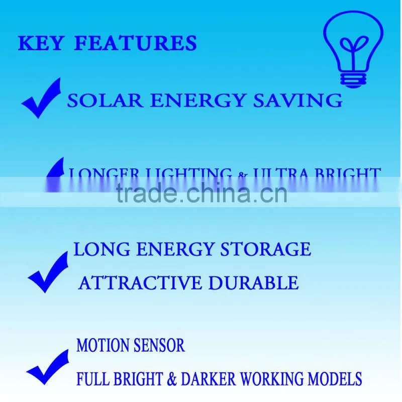 Waterproof high quality 18V 30W path LED light,solar outdoor motion sensor light
