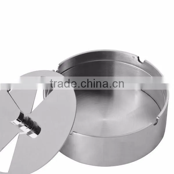 Newness Stainless Steel Tabletop Unbreakable Ashtray with Detachable Rotating Lid