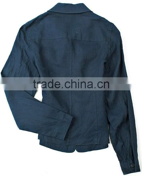 Ladies' 100% linen casual long sleeve shirt with four pockets