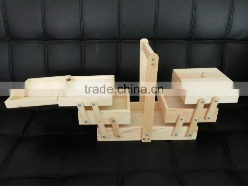 2015 new design folding wooden sewing box wooden tool box