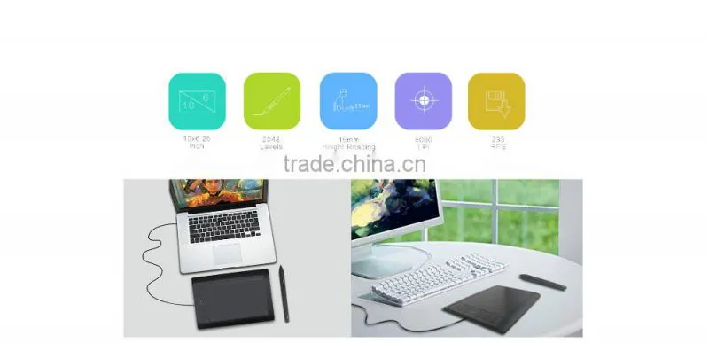 New Arrival!Huion 1060plus 10x6 inches 2048 levels 5080lpi digital drawing tablet