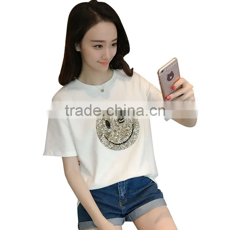 White Woman Fashion Design Custom Printing 100% Cotton Soft Loose Women's t shirts cotton