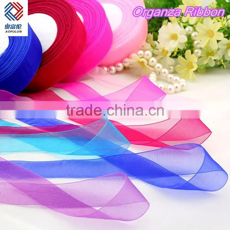 Solid Color Christmas Decoration Organza Ribbon