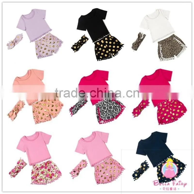 Wholesale High Fashion Kids T Shirt Lace Shorts Baby Girls Summer Boutique Outfits