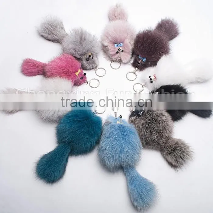 CX-R-11D Fancy Accessory Girls' Genuine Fox Fur Korea Fur Keychain