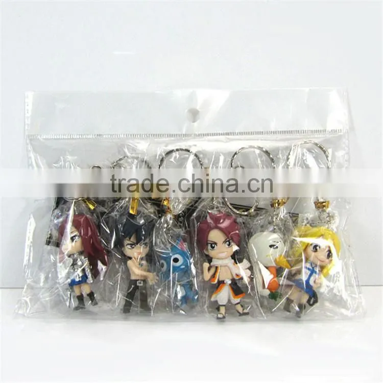 wholesale fairy tail figure toy cartoon Anime souvenirs PVC keychain for children gifts