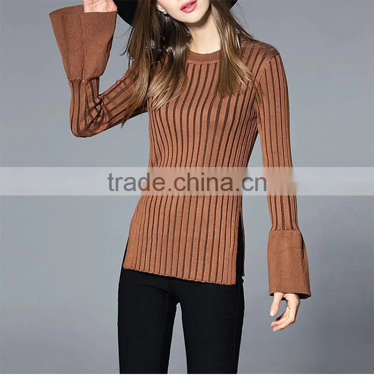 Maxnegio new fashion Lotus leaf sleeves korean style woolen sweater designs for ladies