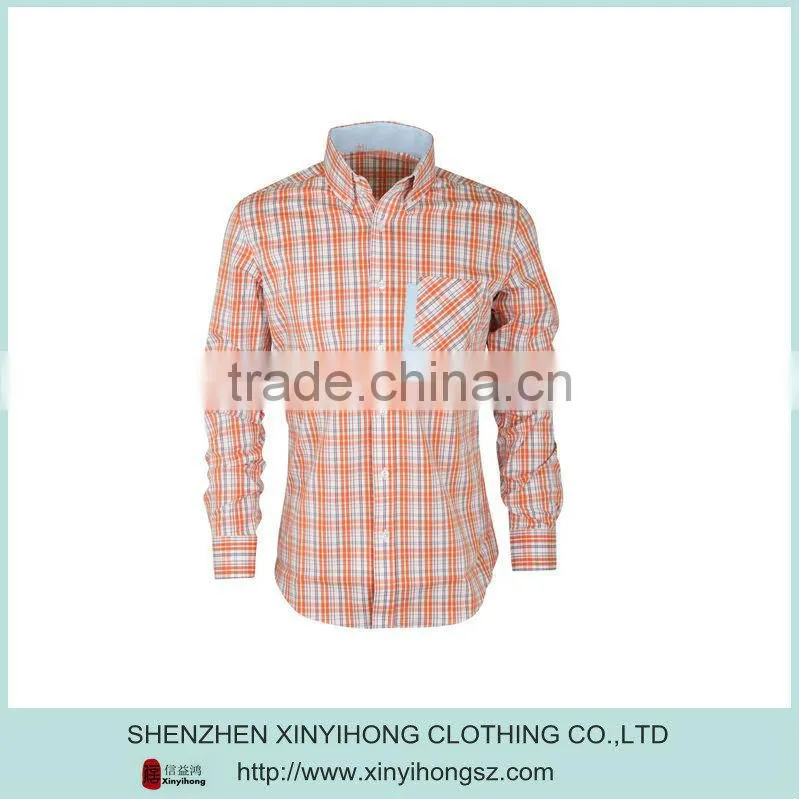 Hot Selling Cotton Stretch Plaid Pocket Leisure Gents Fashion Shirts