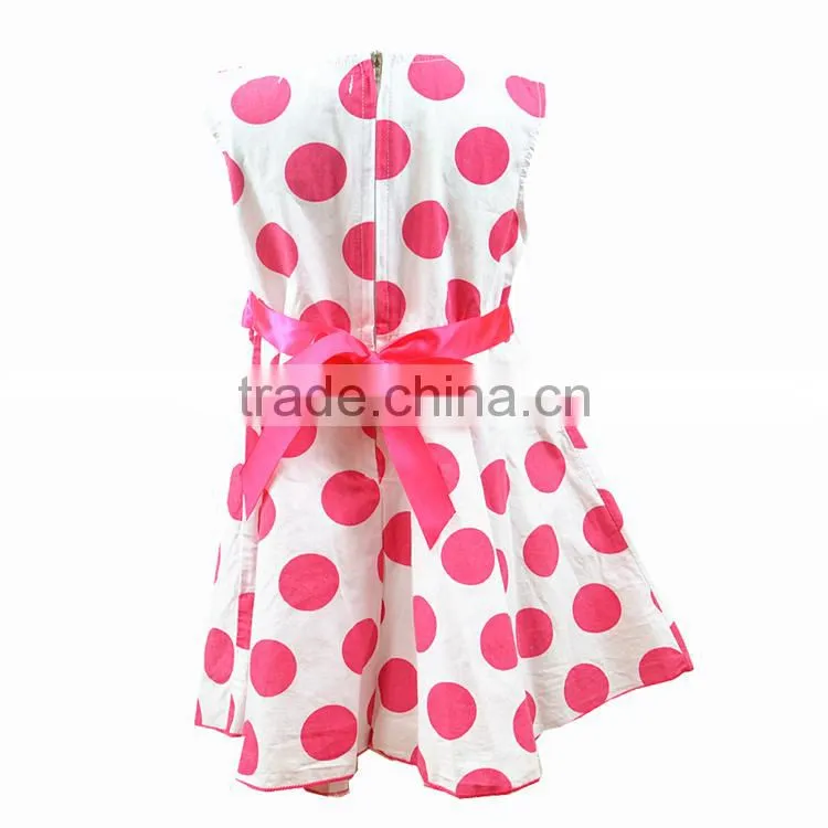 Fashion pure cotton jumper polka dot printed fomal party kids dress