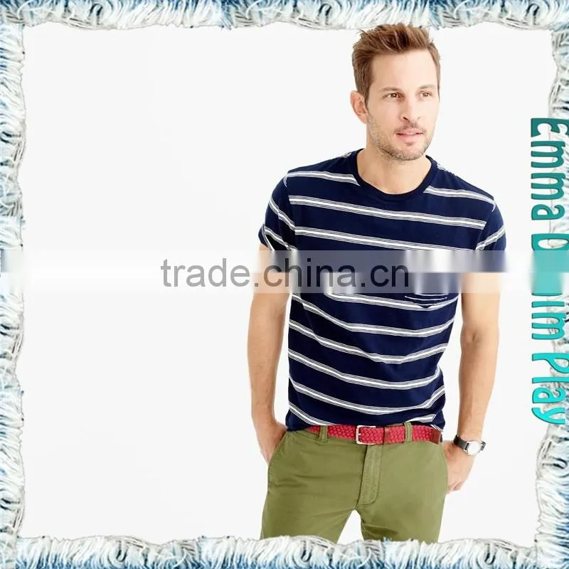 New High Grade Mens Relaxed Fitness Striped O-Neck Cotton T Shirts