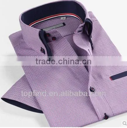 Fashion double button down collar fake pocket short sleeve shirt