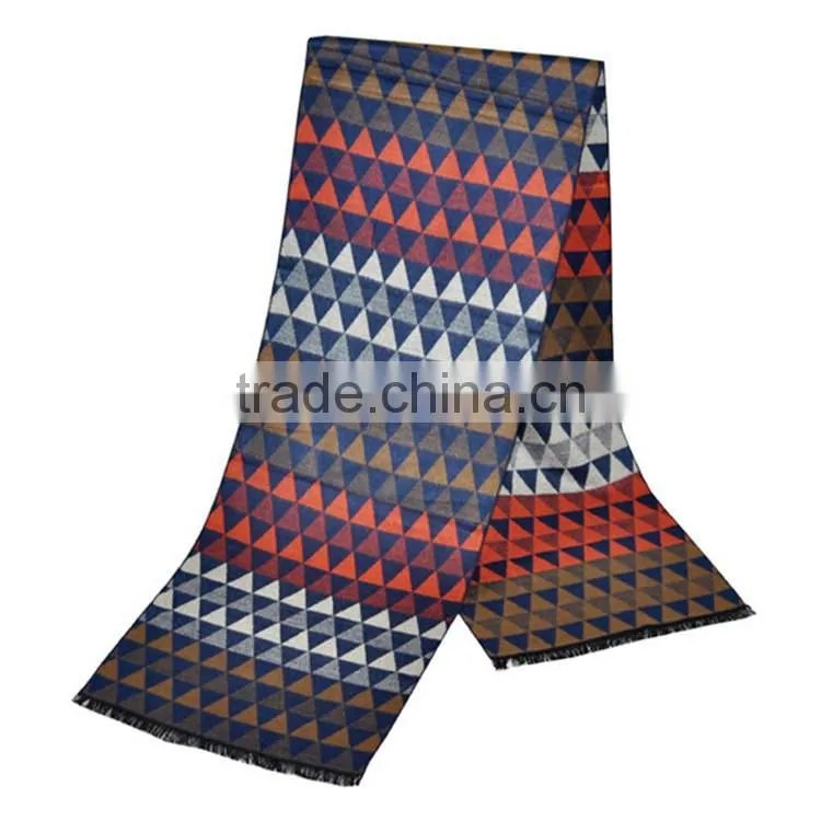 Classic yarn dyed jacquard cashmere checked plaid acrylic long men scarf custom