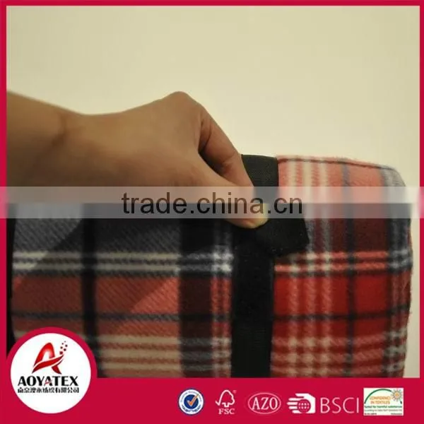 Rolling package check pattern polar fleece picnic blanket
