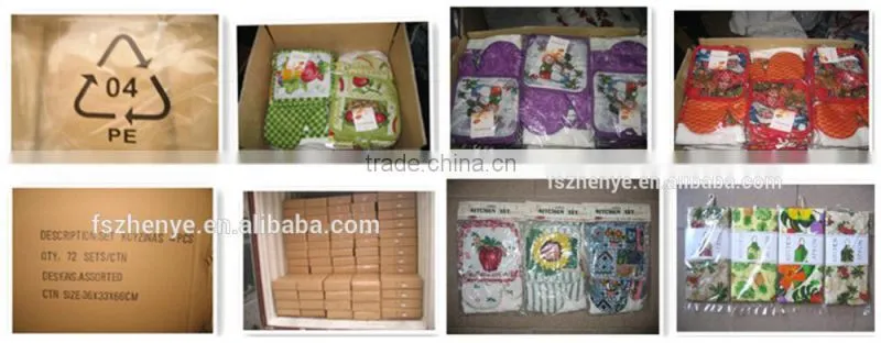 AZO-free Flower Design Cotton Twill Potholder With Knitting