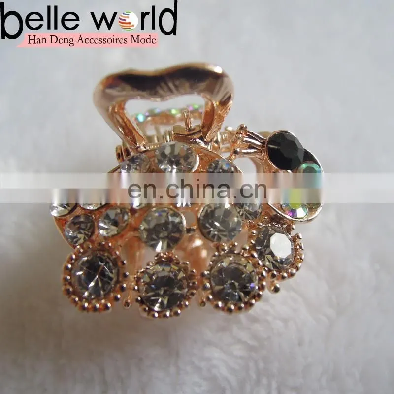 Elegant Peafowl Rhinestone Mini Wedding Hair Claw Clips