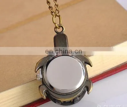 Bronze Vintage Lovely Turtle Mini Small Size Quartz Pocket Watch Women Lady Girl Necklace Pendant Chain Birthday Gifts