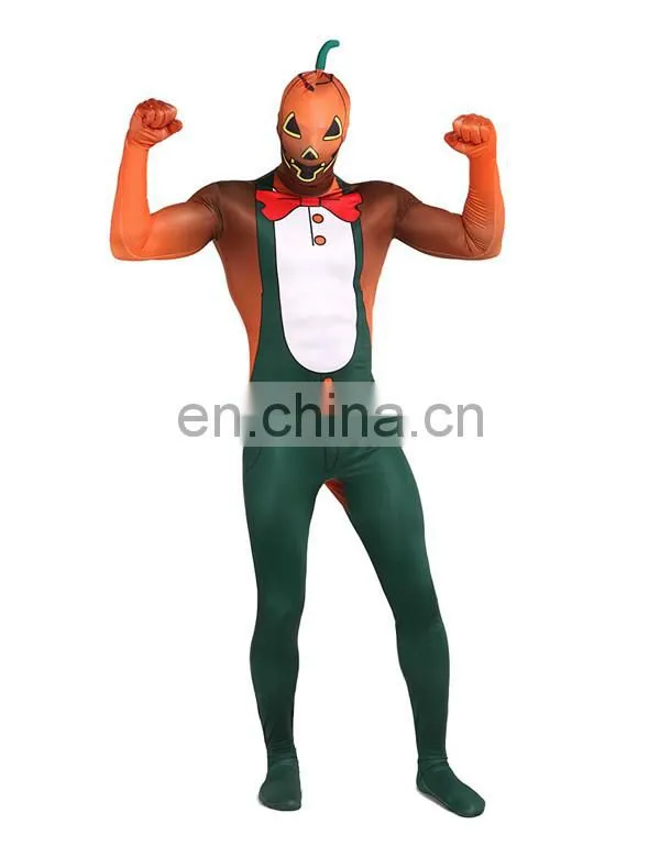 Halloween Lycra Spandex Zentai Suits Wrestling Cosplay Costume Superhero Pumpkin S-XXL