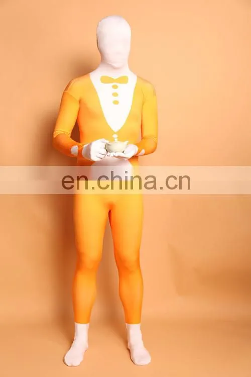 Orange Spandex Lycra Business Zentai Cosplay Costume For Adult
