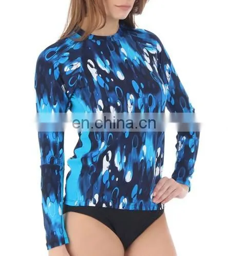 Full printed custom made long sleeve rush guard/rashguard for women