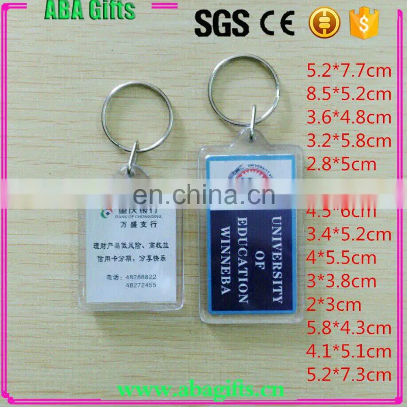 Rectangle Shape Plastic Clear Transparent Blank Photo Insert Acrylic Keychain