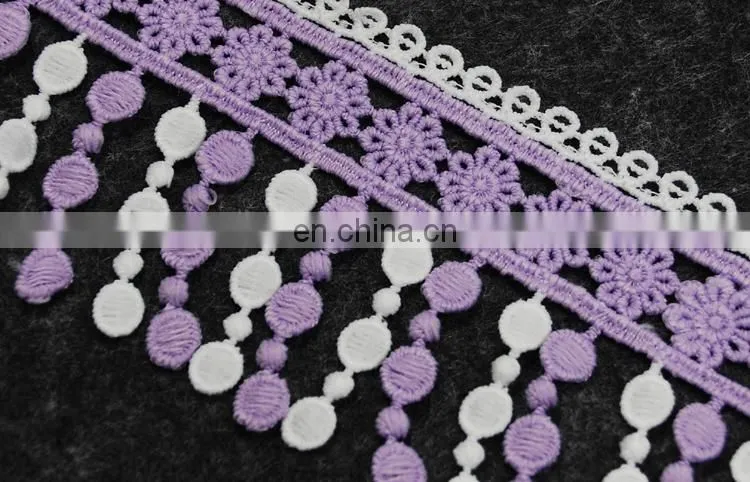 New fancy embroidery polyester lace trim lollipop lace fringe trim for garment