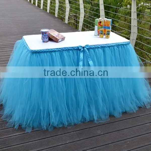 Tutu Tulle Table Skirt Cover Home Decoration Blue SD103