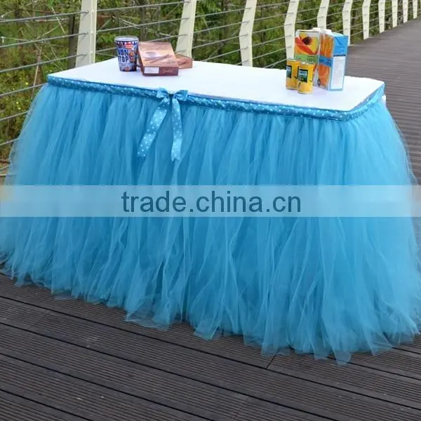 Tutu Tulle Table Skirt Cover Home Decoration Blue SD103