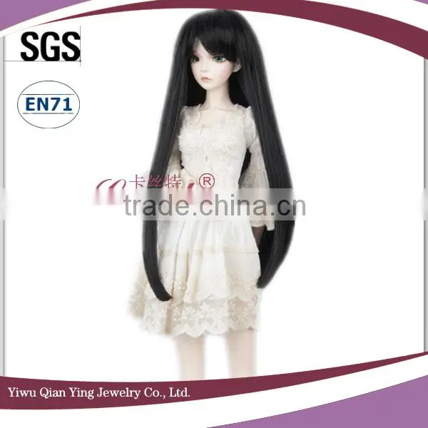 cheap best wholesale beautiful black long straight doll wigs