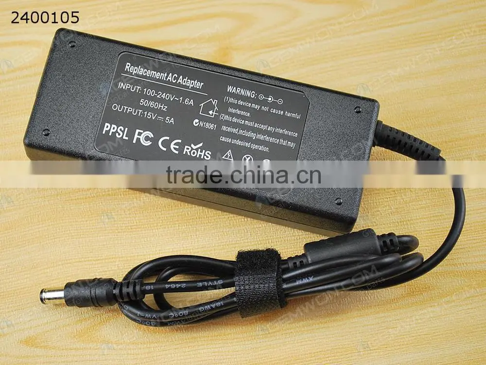 High Copy Laptop AC Power adapter for TOSHIBA 15V 5A 6.3*3.0mm 75W