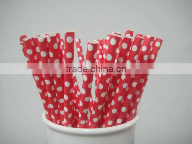 Hot Blue& White Polka Dot Retro Party Paper Drinking Straws