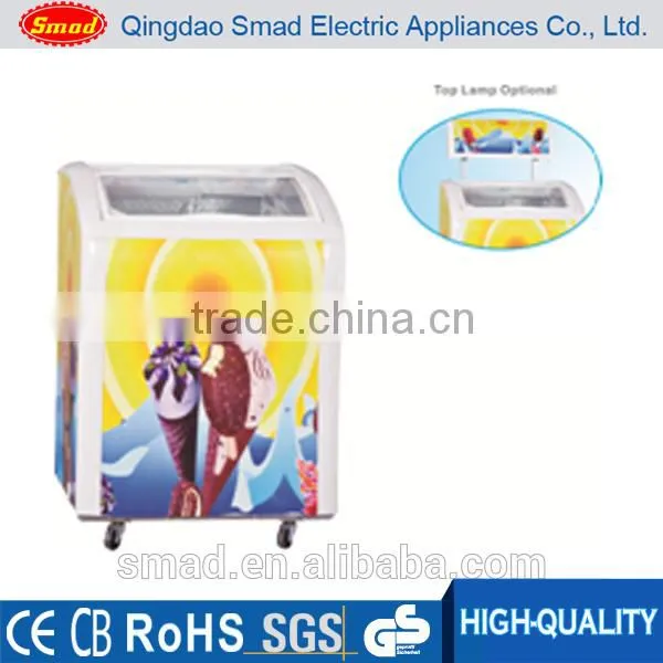 Flat sliding door inner glass door chest freezer with CE report