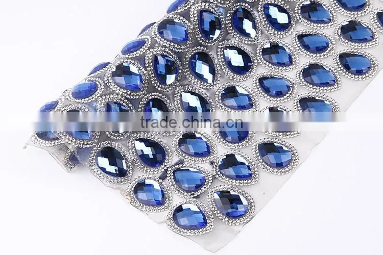 Shinning Hot Fix Big Glass Stone Roll Crystal Rhinestone Mesh