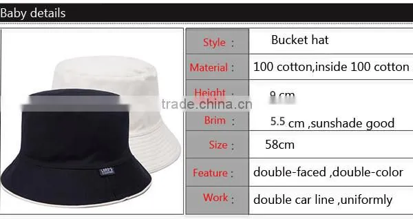 Hat Fashion 2015 Customized Cotton Plain Bucket Hat Wholesale / Custom Bucket Hat Wirh Your Logo